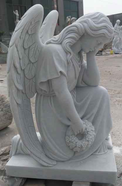 Unleash the Serenity and Grace of This Exquisite Hand-Carved Marble Angel Statue